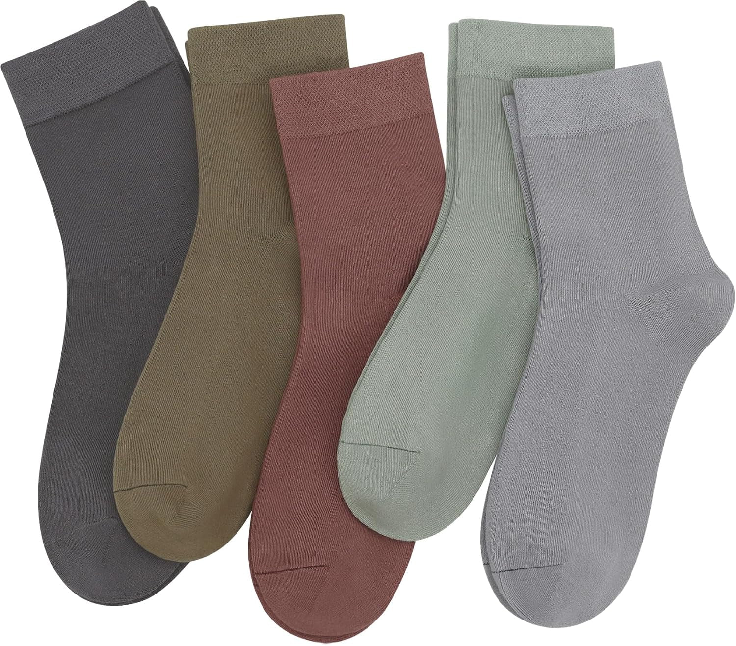 Women Thin Viscose Bamboo Socks Crew Lightweight above Ankle Casual Dress Sock for Ladies Bootie Trouser 5 Pairs