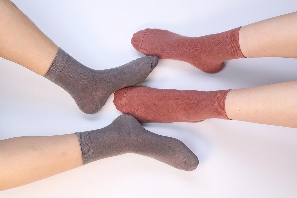 Women Thin Viscose Bamboo Socks Crew Lightweight above Ankle Casual Dress Sock for Ladies Bootie Trouser 5 Pairs